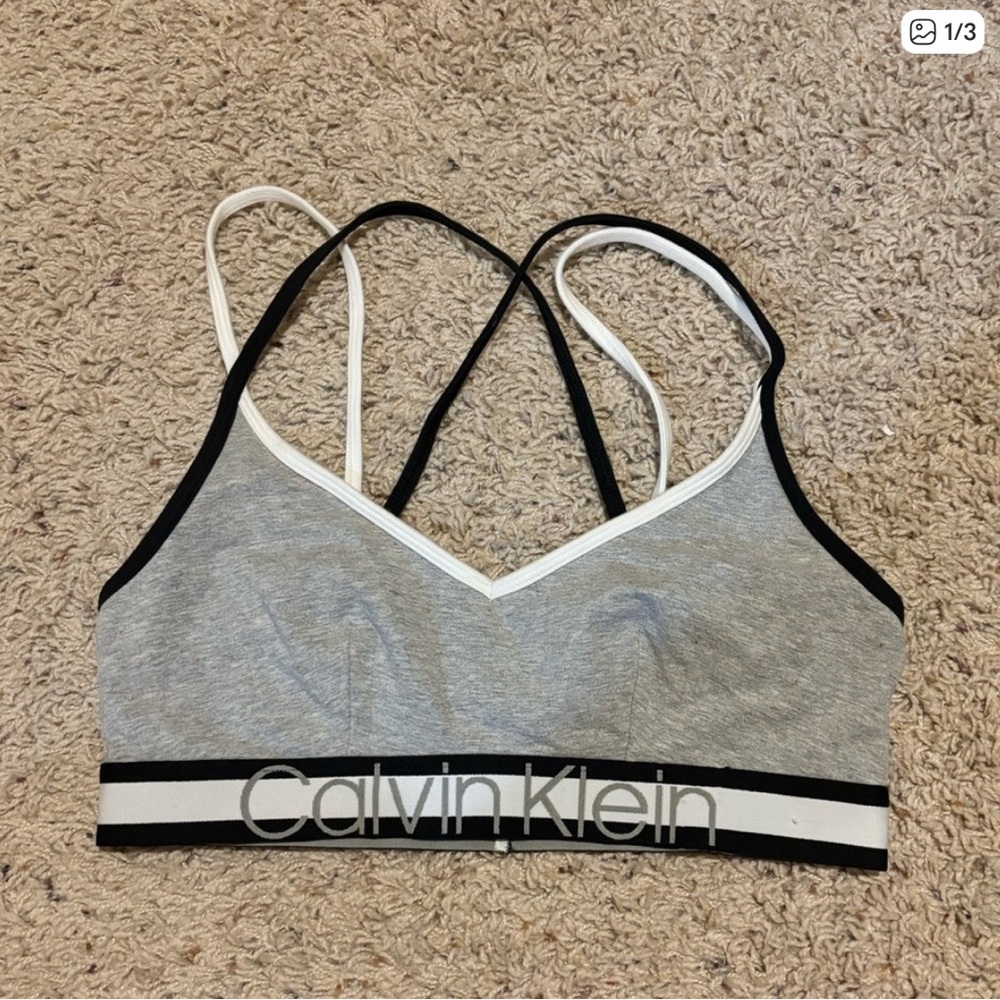 Calvin Klein Heather Gray & Black Logo Bralette